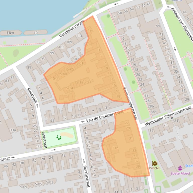 Kaart van postcodegebied 5021BA.