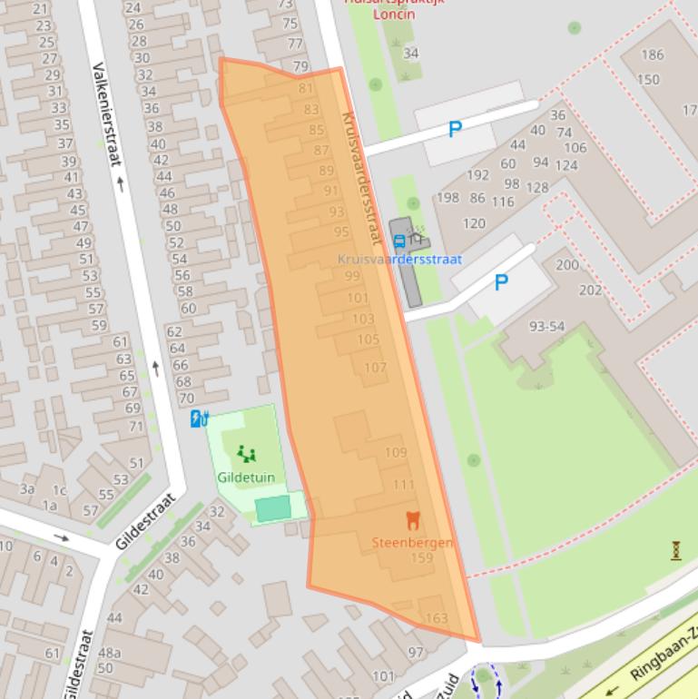 Kaart van postcodegebied 5021BC.