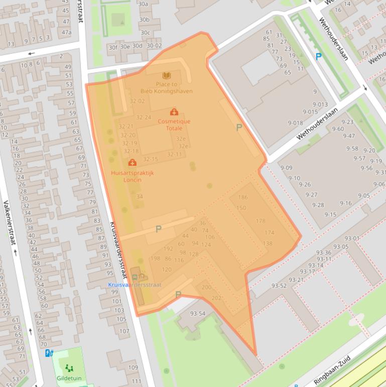 Kaart van postcodegebied 5021BE.