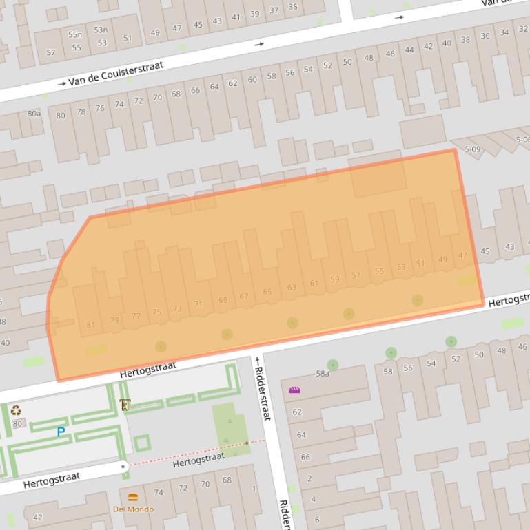 Kaart van postcodegebied 5021CB.