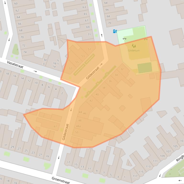 Kaart van postcodegebied 5021DJ.