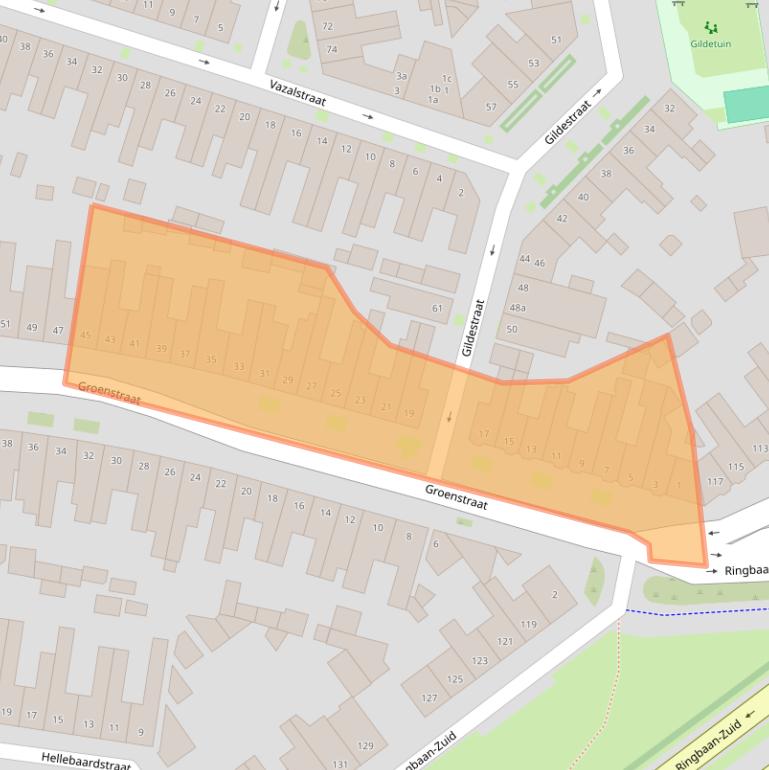 Kaart van postcodegebied 5021EJ.