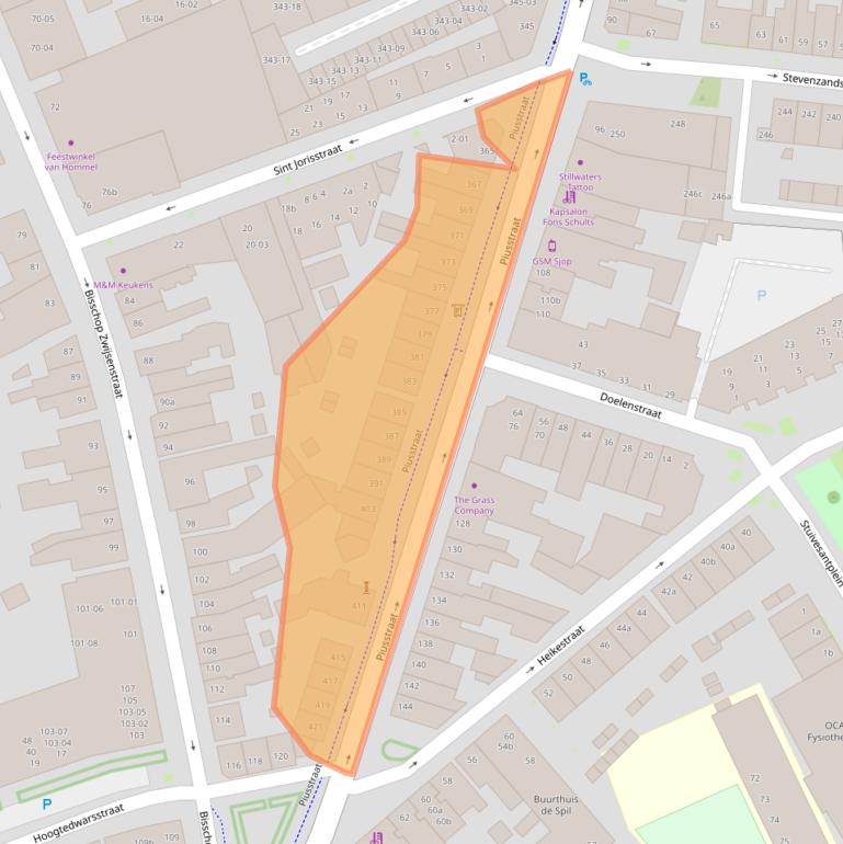 Kaart van postcodegebied 5021JB.