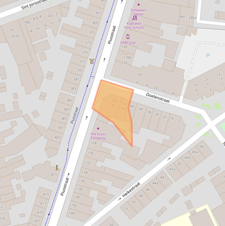 Kaart van postcodegebied 5021JG.