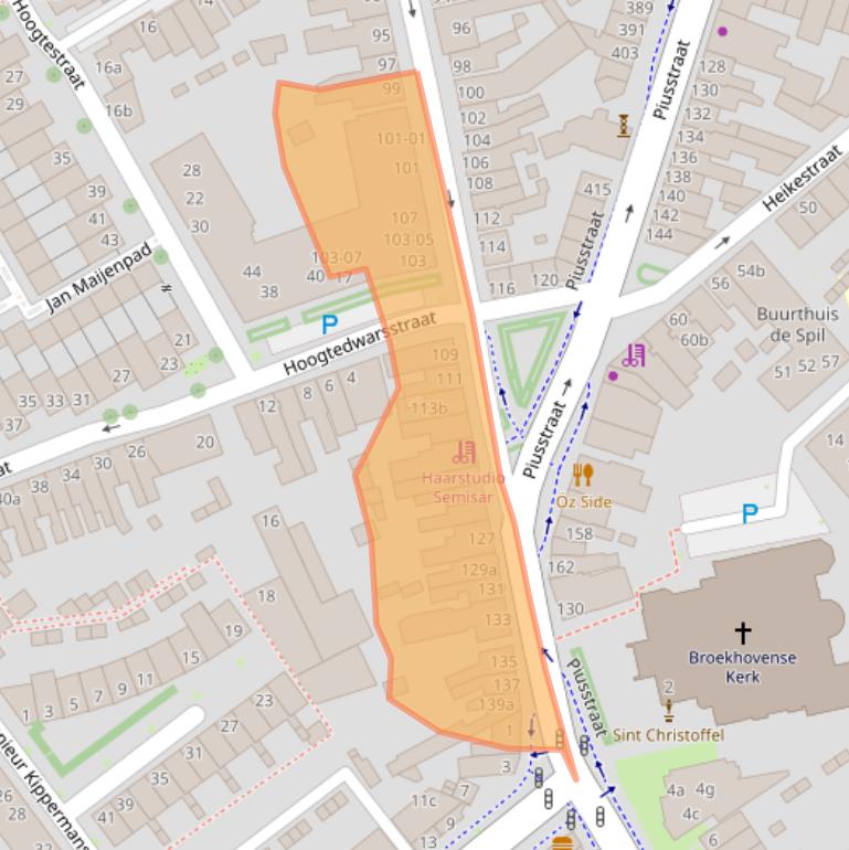 Kaart van postcodegebied 5021KB.