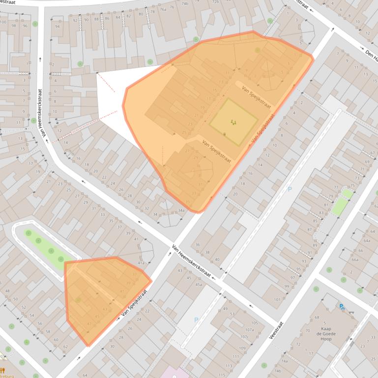 Kaart van postcodegebied 5021RA.