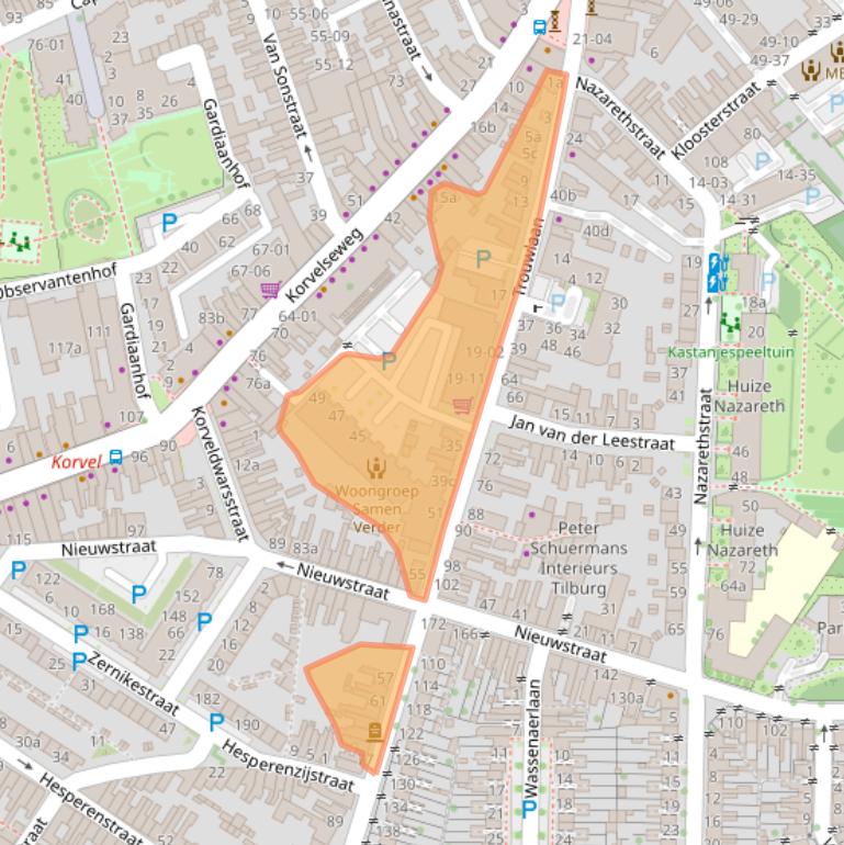 Kaart van postcodegebied 5021WD.