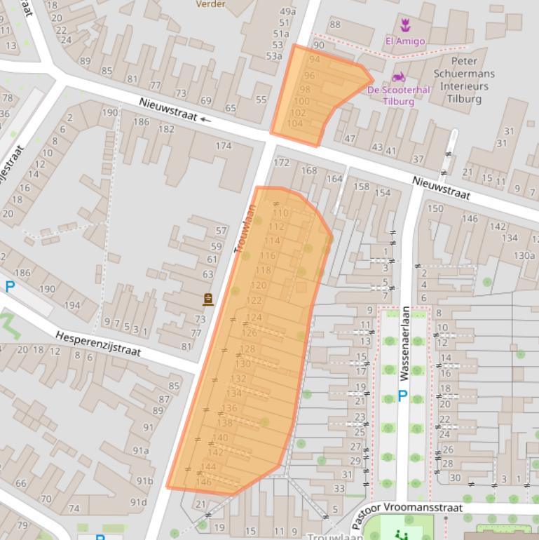 Kaart van postcodegebied 5021WN.