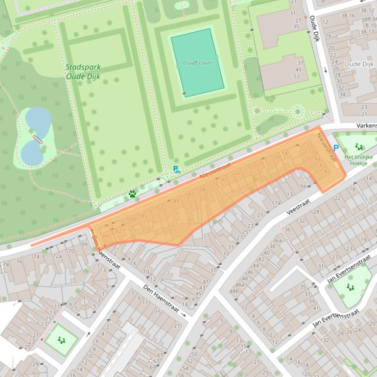 Kaart van postcodegebied 5021WT.
