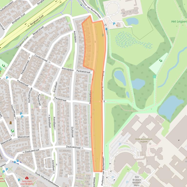 Kaart van postcodegebied 5022AA.