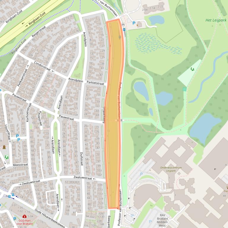 Kaart van postcodegebied 5022AD.