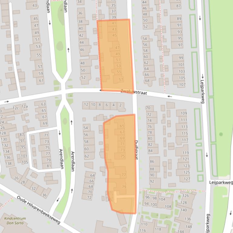 Kaart van postcodegebied 5022AM.