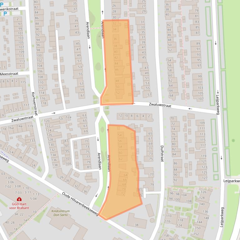 Kaart van postcodegebied 5022AW.