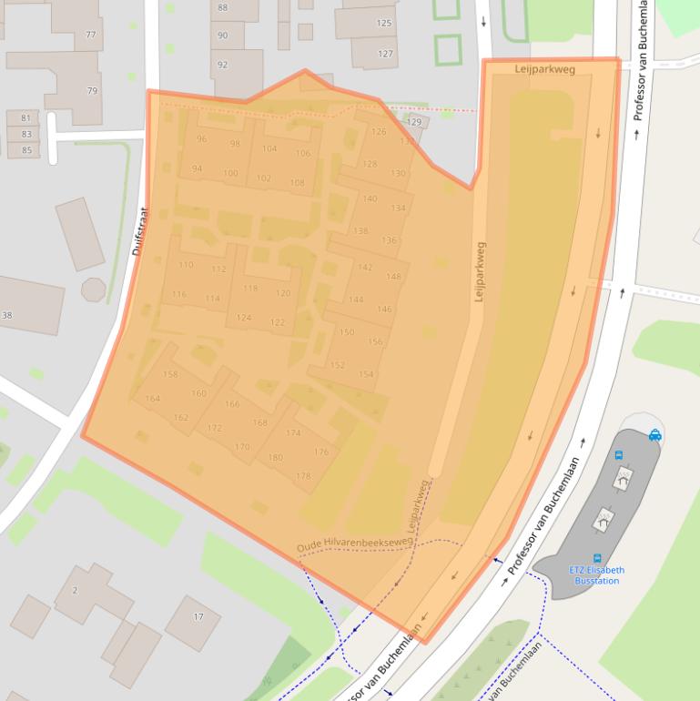 Kaart van postcodegebied 5022AZ.