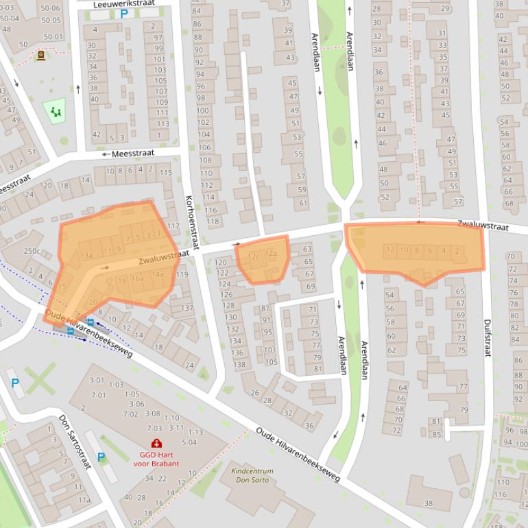 Kaart van postcodegebied 5022BA.