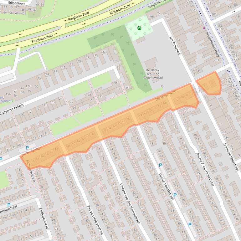 Kaart van postcodegebied 5022CX.