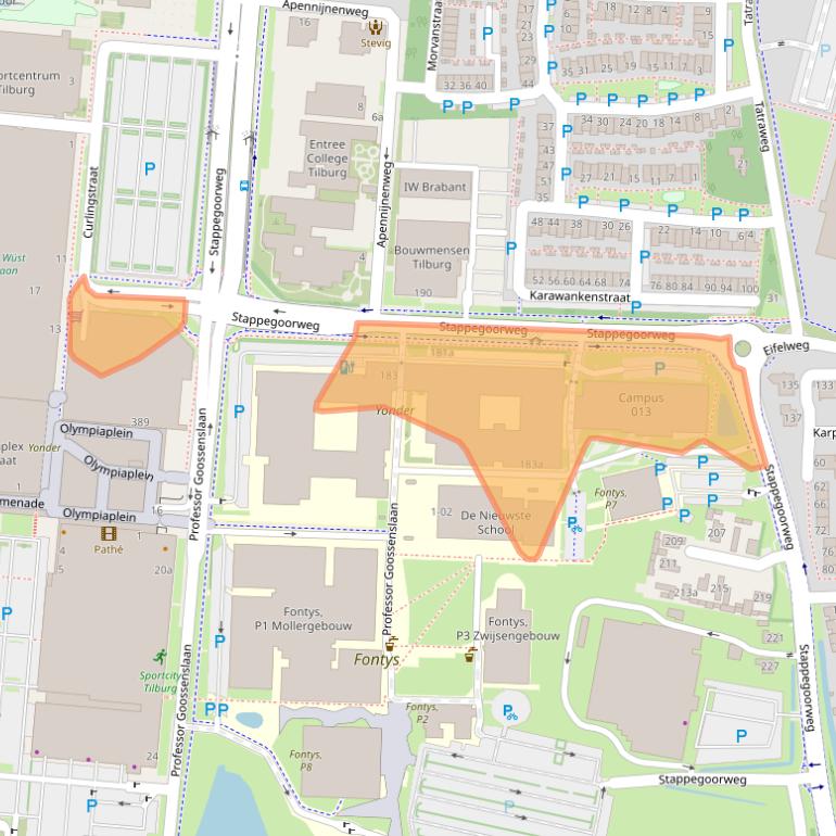 Kaart van postcodegebied 5022DD.