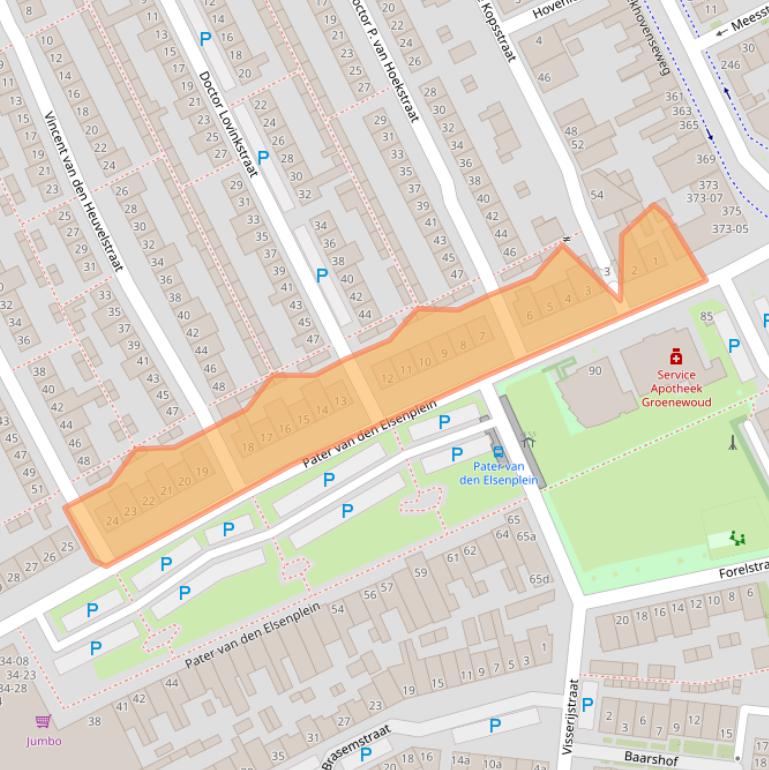 Kaart van postcodegebied 5022EE.