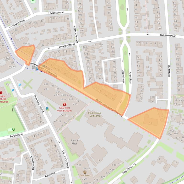 Kaart van postcodegebied 5022EN.