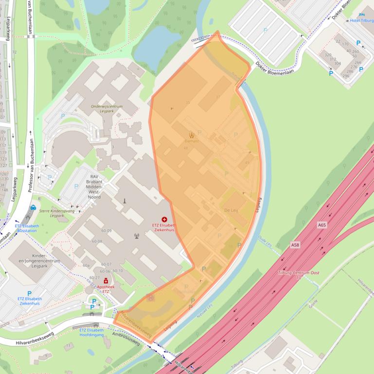 Kaart van postcodegebied 5022KA.