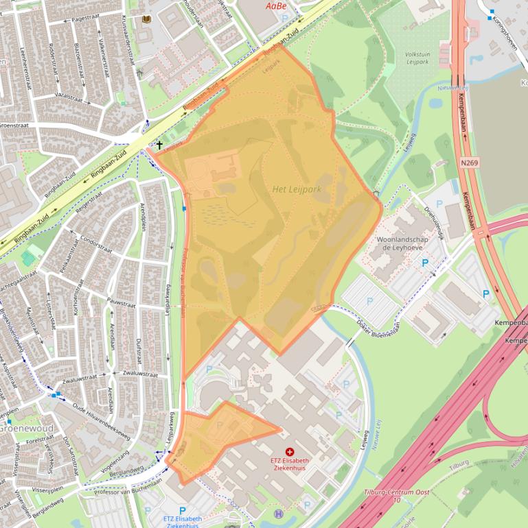 Kaart van postcodegebied 5022KB.