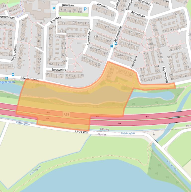 Kaart van postcodegebied 5022LT.