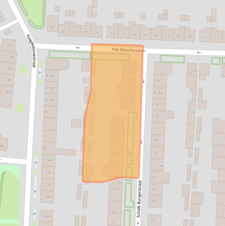 Kaart van postcodegebied 5025BM.