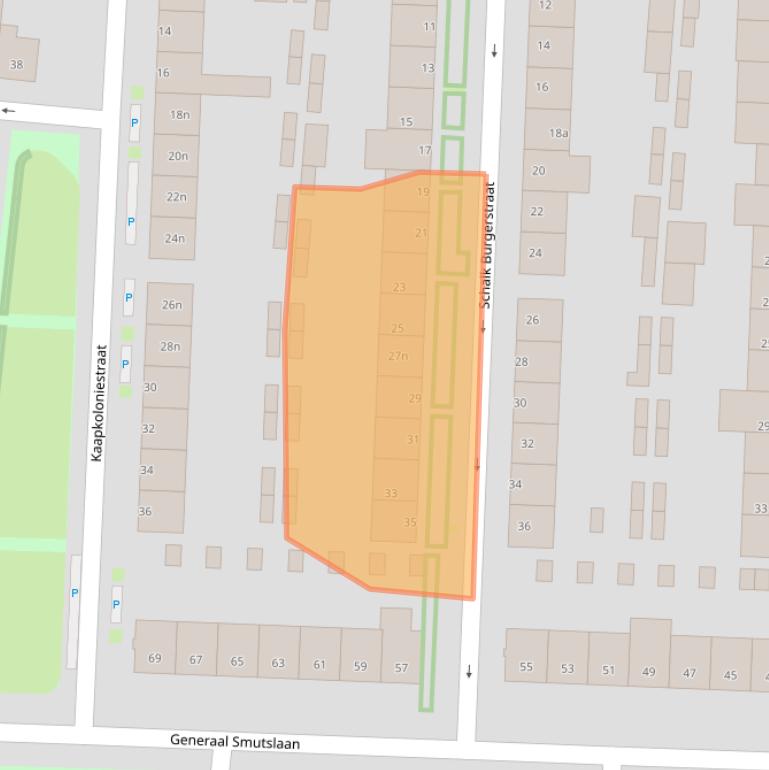 Kaart van postcodegebied 5025BN.