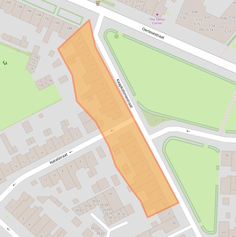 Kaart van postcodegebied 5025BS.