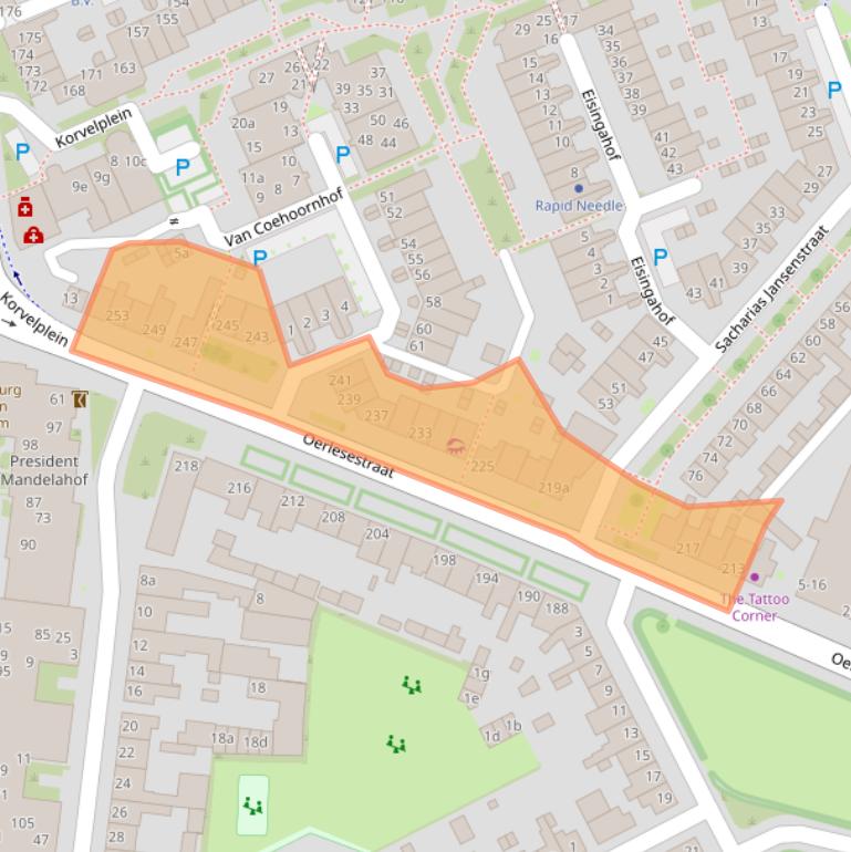 Kaart van postcodegebied 5025DC.