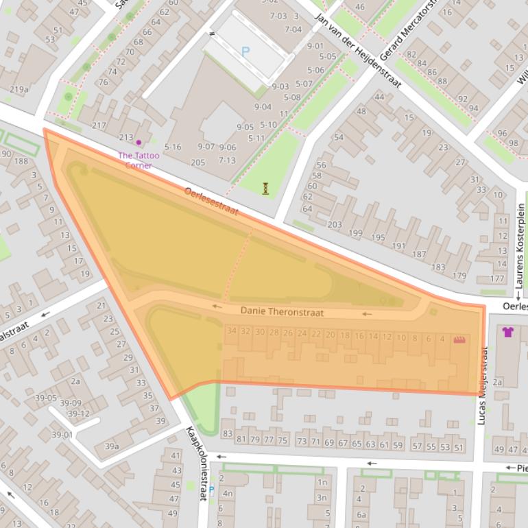 Kaart van postcodegebied 5025DG.