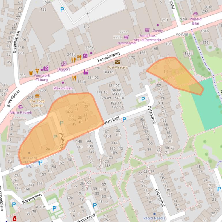 Kaart van postcodegebied 5025DP.