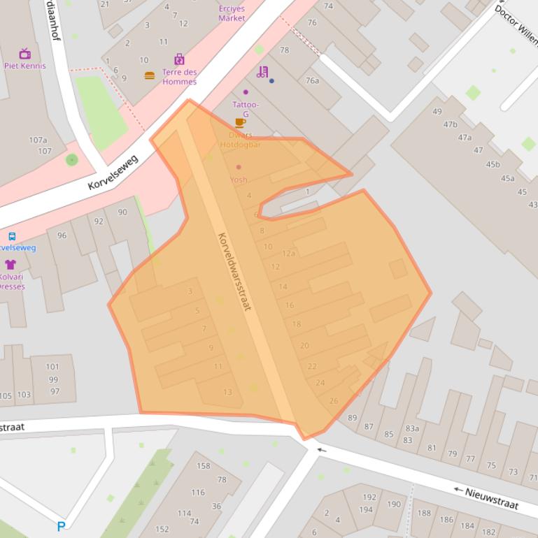 Kaart van postcodegebied 5025JA.