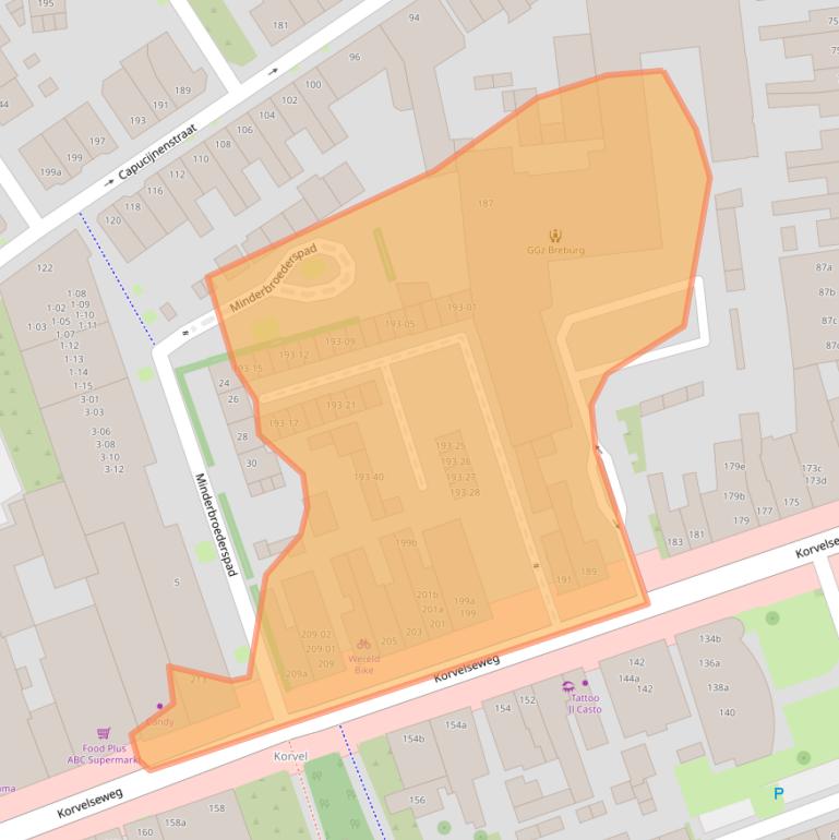 Kaart van postcodegebied 5025JE.