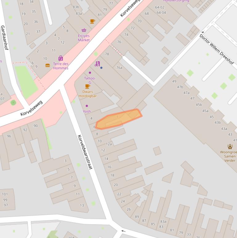 Kaart van postcodegebied 5025KZ.