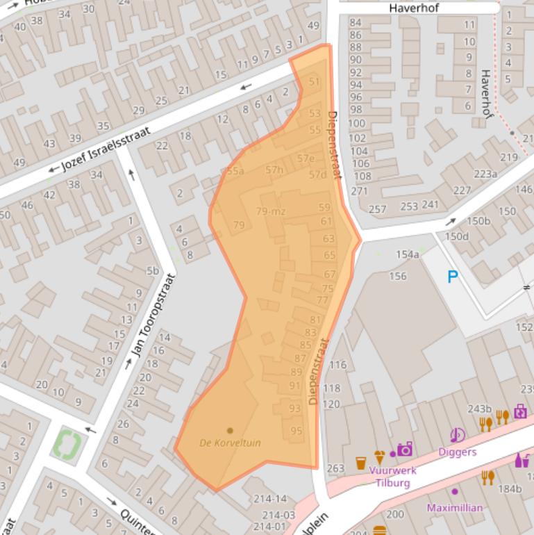 Kaart van postcodegebied 5025MR.
