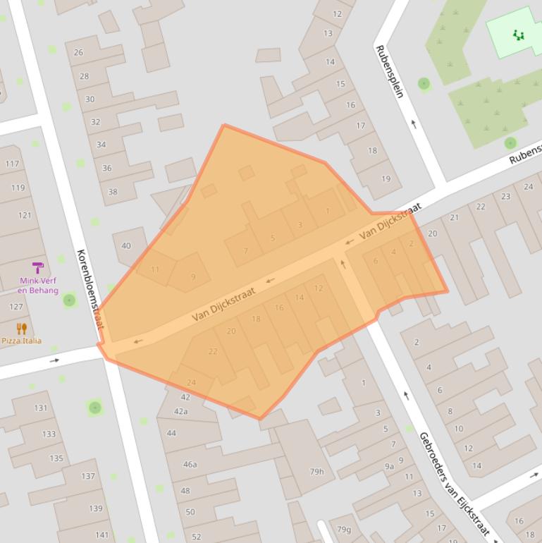 Kaart van postcodegebied 5025NH.