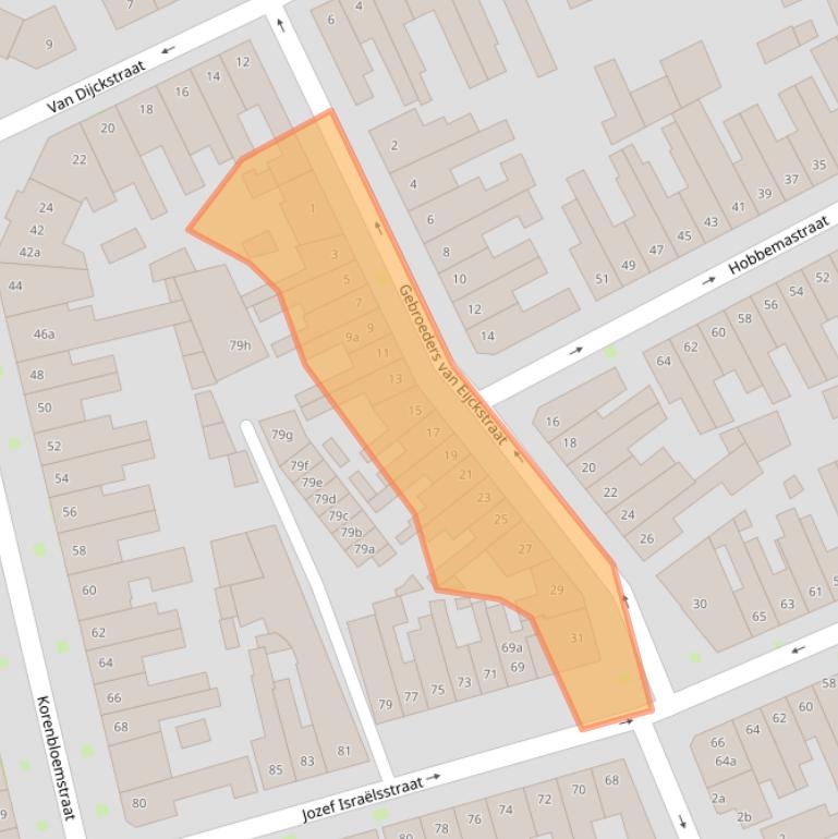 Kaart van postcodegebied 5025NJ.
