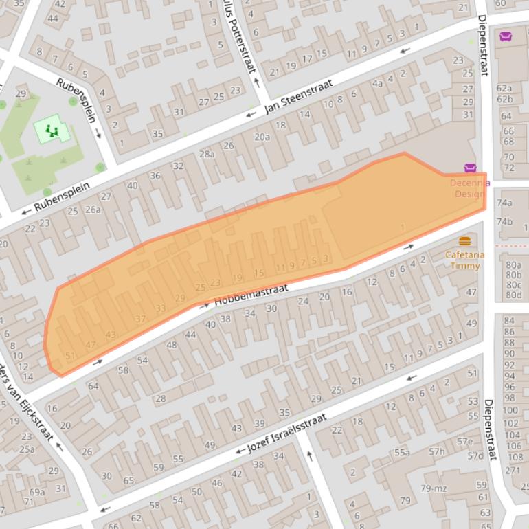 Kaart van postcodegebied 5025NL.