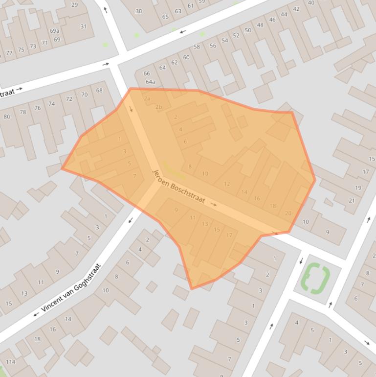 Kaart van postcodegebied 5025NV.