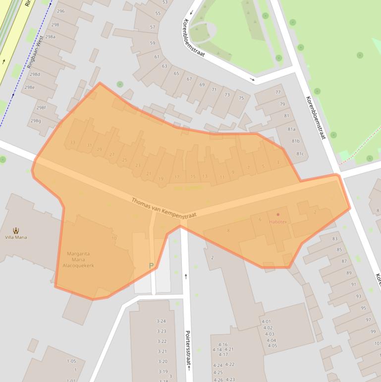 Kaart van postcodegebied 5025PJ.