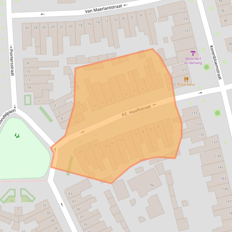 Kaart van postcodegebied 5025PL.