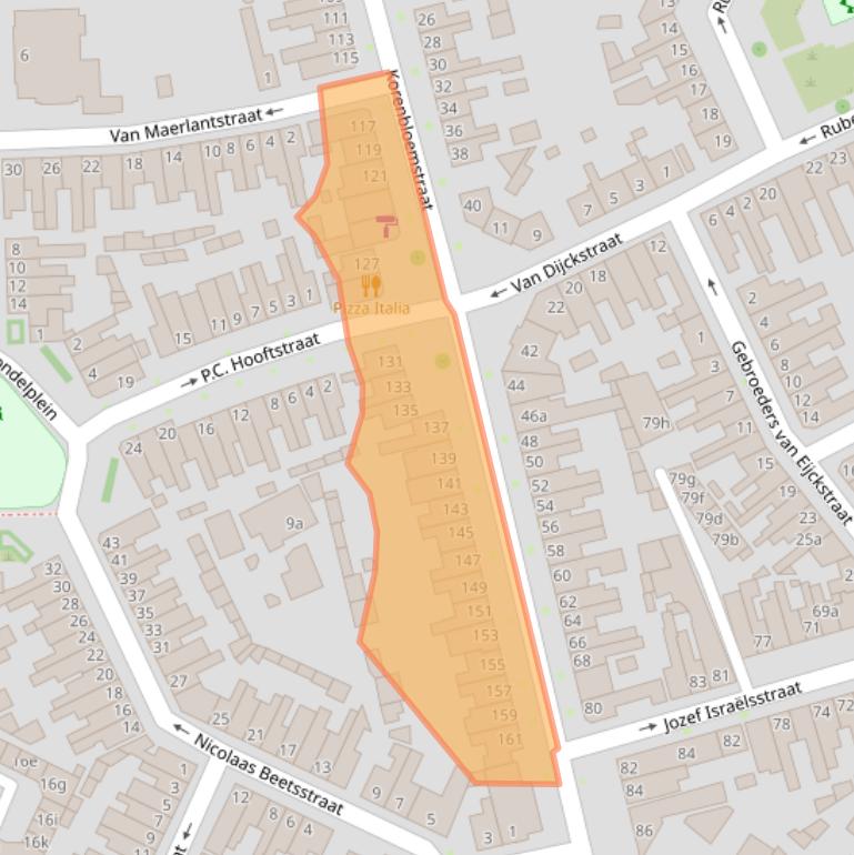 Kaart van postcodegebied 5025PP.