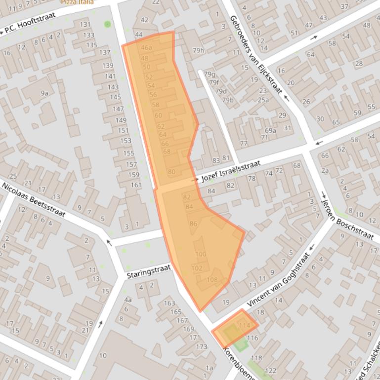 Kaart van postcodegebied 5025PT.