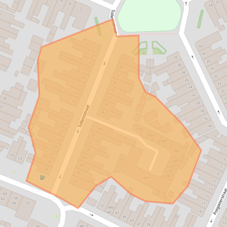 Kaart van postcodegebied 5025TG.