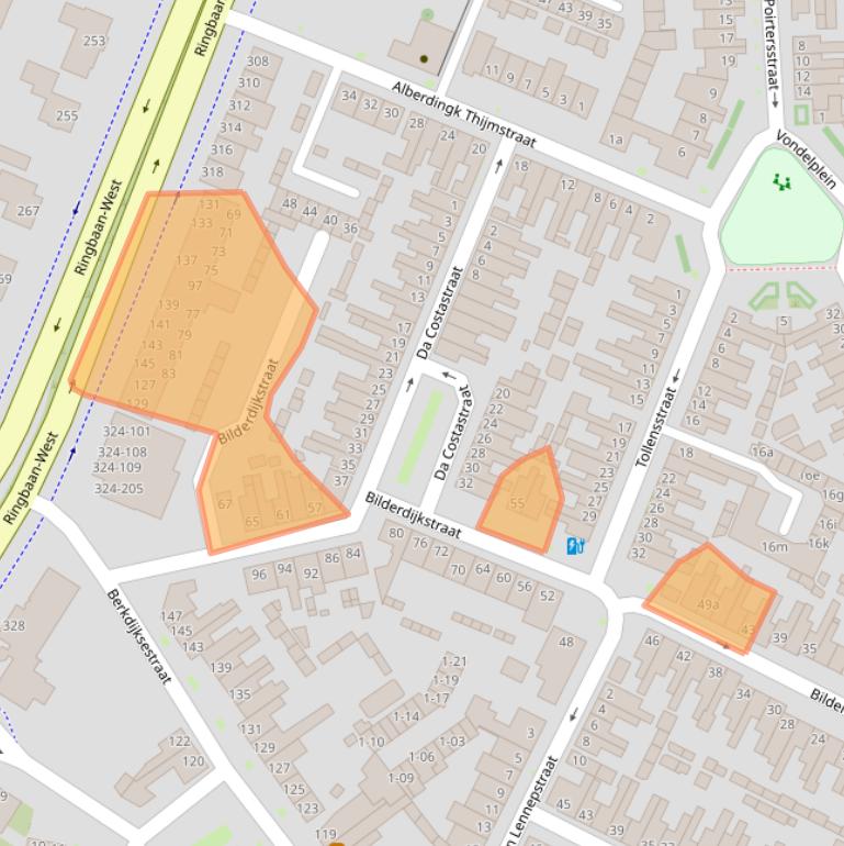 Kaart van postcodegebied 5025TM.