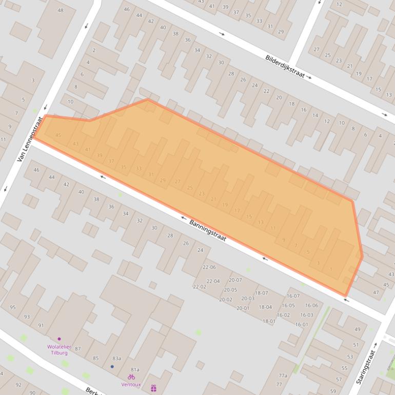 Kaart van postcodegebied 5025TS.