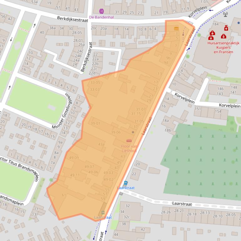 Kaart van postcodegebied 5025VJ.