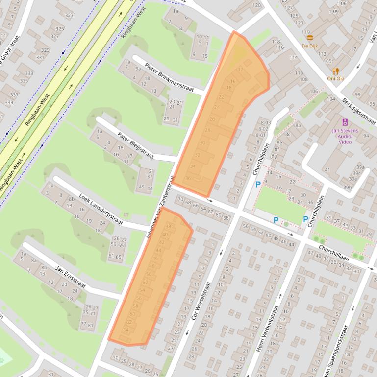 Kaart van postcodegebied 5025VZ.