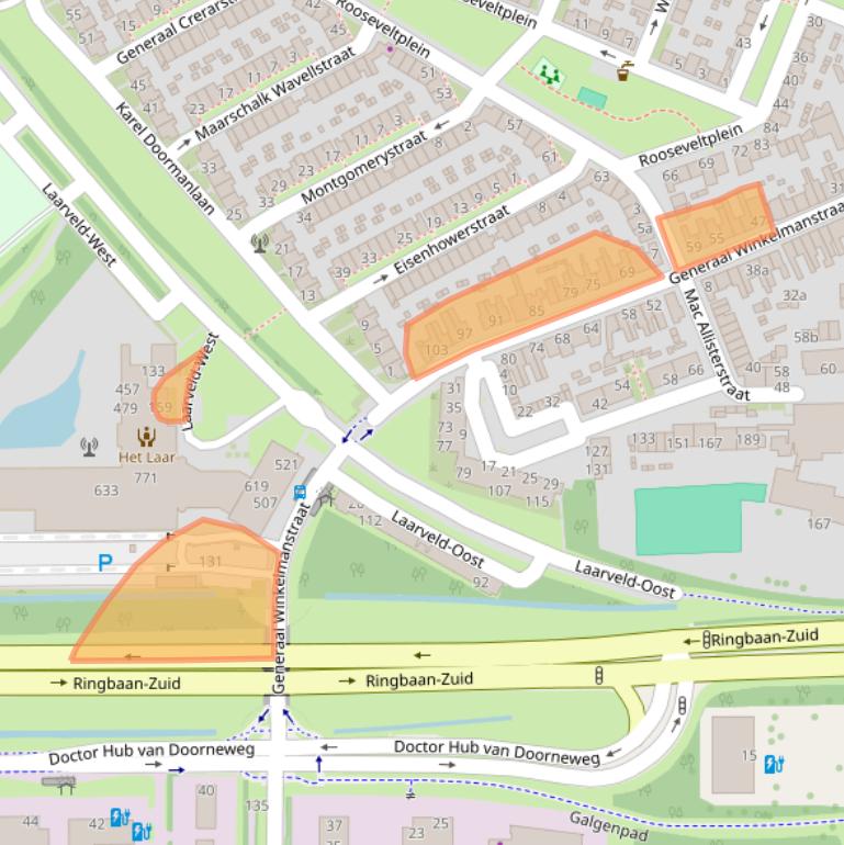 Kaart van postcodegebied 5025XE.